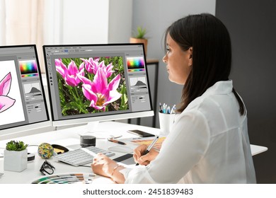 Office Designer at Work: Graphic Artist on Computer - Powered by Shutterstock