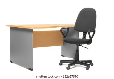 Office desk and chair. Isoalted on white.