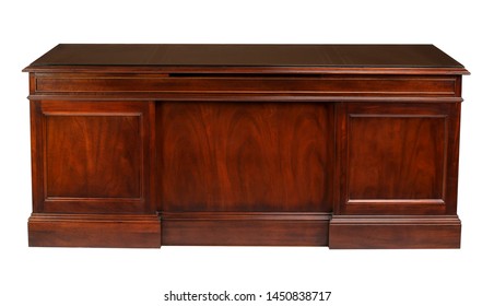 Office desk front view with clipping path.