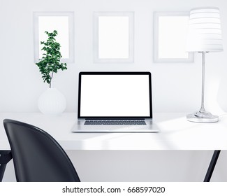 Office Desk Laptop Mockup Stock Photo 668601043 | Shutterstock