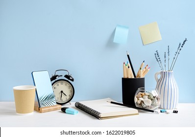 Office Desk Supplies Front View Images Stock Photos Vectors