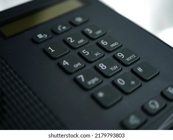 Office Desk Phone Dial Pad And Coil Close Up Shot Selective Focus