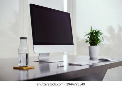 Office desk with pro computer design work desk setup