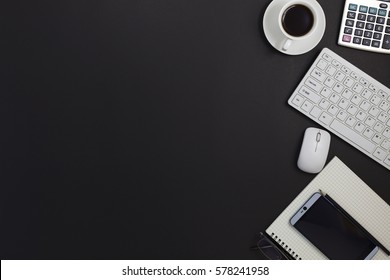 Office desk table of Business workplace and business objects
