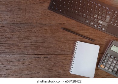 Office Desk Table With Keybord Notbook