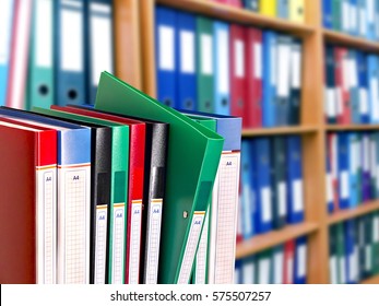 Office Document Folders Standing In A Row 