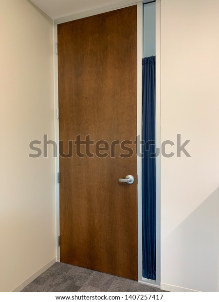 Office Door Window On Side Curtain Stock Photo Edit Now