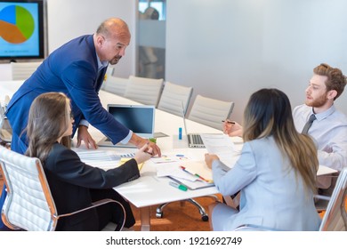 Office Employee Having Meeting Their Team Stock Photo 1921692749 ...