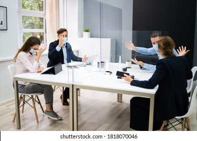 Office Employee Pressure And Boss Conflict At Work Wearing Face Mask