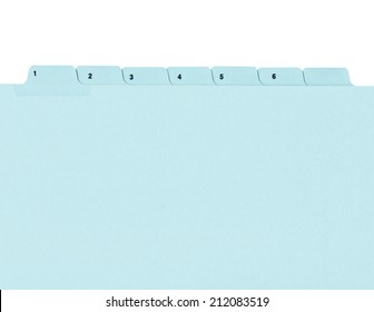 Office Folder With Numbered Tabs Isolated On White - Cool Cyanotype