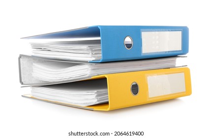 Office folders on white background