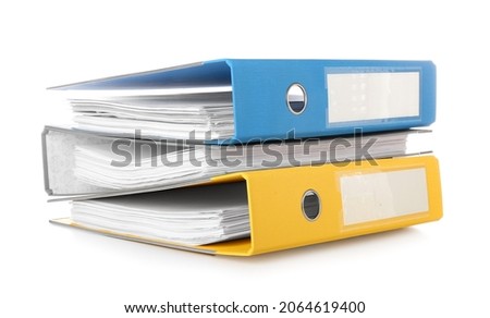 Office folders on white background