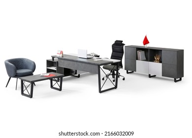 Office Furniture Isolated On White Background