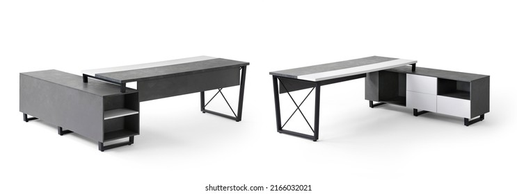 Office Furniture Isolated On White Background .Office Desk