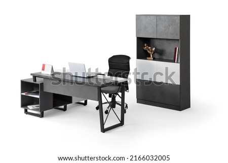 office furniture isolated on white background .Office furniture set