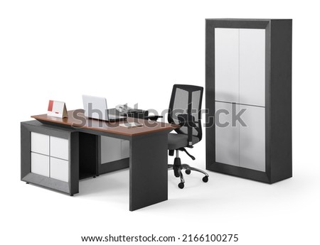office furniture isolated on white background .
Office interior . Office reception desk