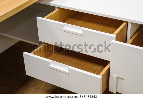 Office Furniture Pull Out Empty Drawers Royalty Free Stock Image
