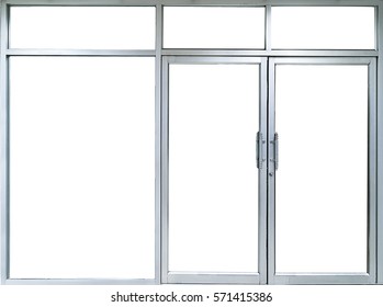 Office Glass Door And Window Into Office Room With Copy Space