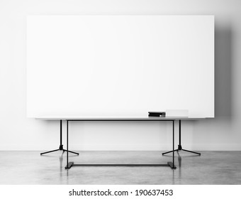 Office interior with blank flip chart