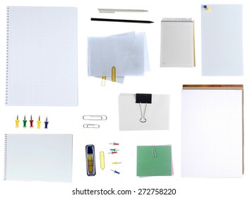 Office Items On White Background