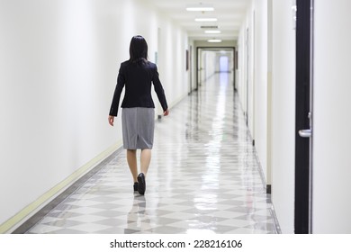 Office Lady Walking In Office