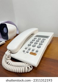 Office Landline Phone on Desk, Old Phone on table, Phone Keypad  - Shutterstock ID 2311312193