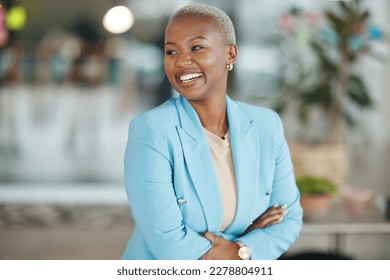 Office, laugh or happy black woman, business HR manager or employee smile for startup company growth. Human resources, corporate person or African female, bank admin agent or professional consultant