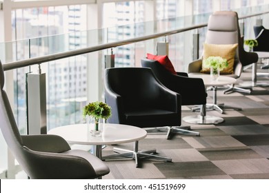 Office Lounge Interior Office Building, Marble Table And Sofa Chair (public Area)