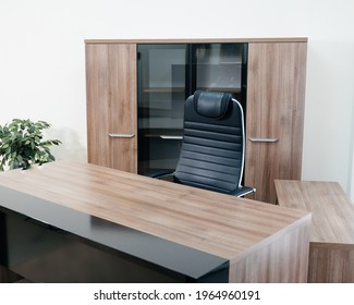 Office Room Interior With Desk And Armchair. A Sample Of Office Furniture In A Furniture Showroom.