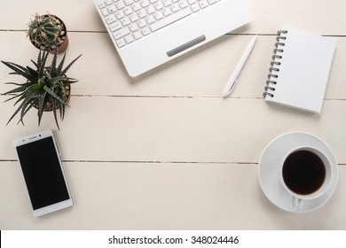 Office Table With Cup Of Coffee 
