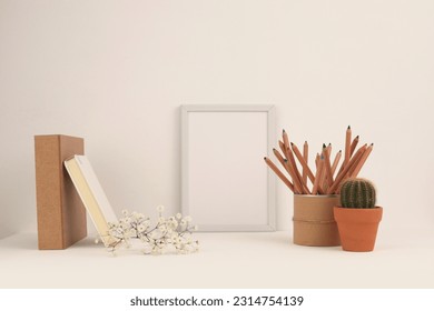 Office Table Shelf With Empty PPT template 39 | CrystalGraphics