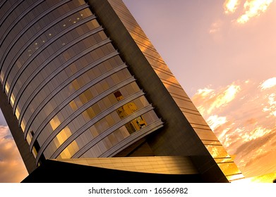 Office Tower At Sunset In Dubai