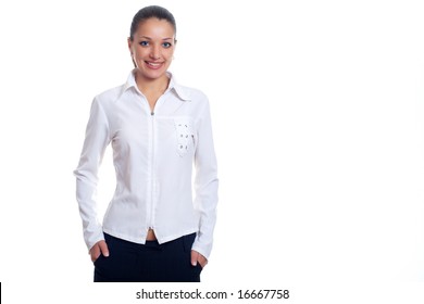Office Woman On White Shirt