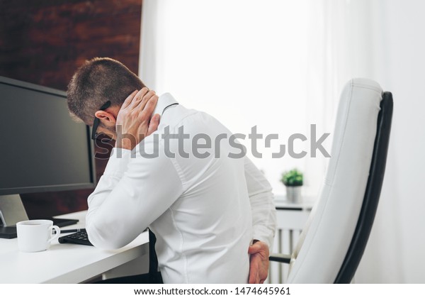 Office Worker Back Pain Sitting Desk Stock Photo Edit Now 1474645961