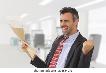 Office Worker In Business Suit Excited After Promotion