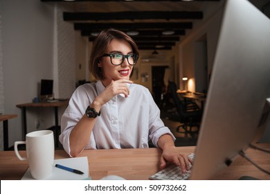 Office Worker. Fashion Model With Glasses