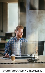 Office Worker On His Computer. Man Working On His Pc At The Office.