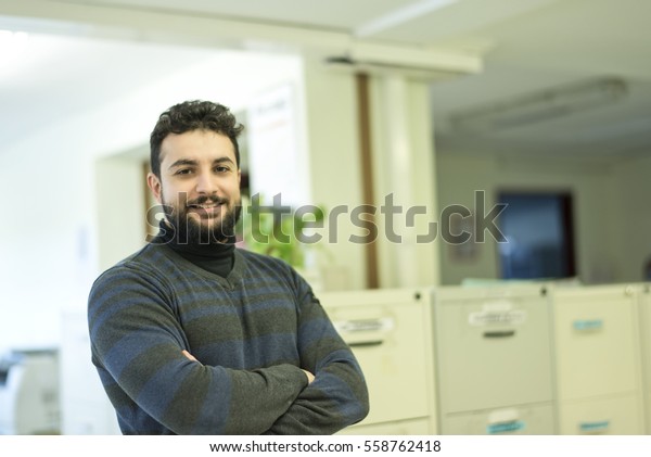 Office Worker Posing Office Looking Camera Stock Photo Edit Now