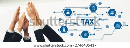 Office worker team stacking hand together symbolize successful group of business partnership and strong collective unity teamwork in community workplace in panoramic banner. Shrewd Amity