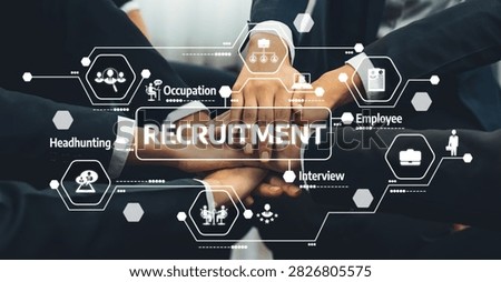 Office worker team stacking hand together symbolize successful group of business partnership and strong collective unity teamwork in community workplace in panoramic banner. Shrewd Amity