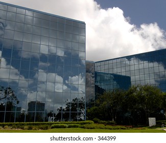 Offices reflecting the clouds