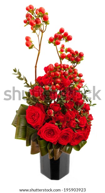 Official Classic Floral Arrangement Tall Glass Stock Photo Edit