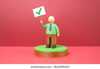 An official issues a building permit on a plot of land. Purchasing land for construction or agricultural purposes.
