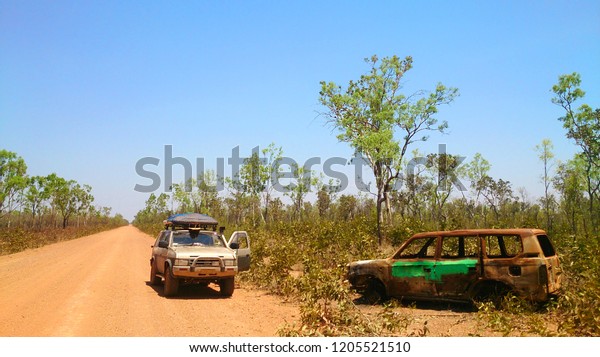 Offroad desert\
safari with suv at australian\
road