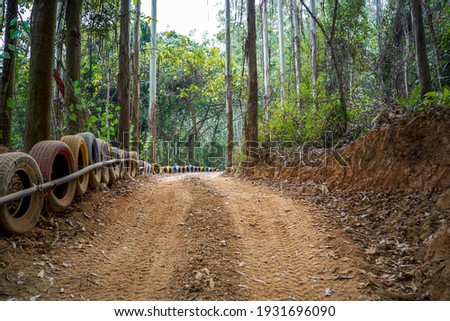 Off-road karting track, mountain and dirt road forest track