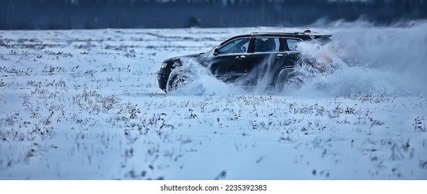 off-road vehicle drift in the snow field adventure winter speed nature - Powered by Shutterstock