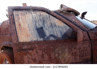 Off-road Vehicle In Muddy Terrain.  