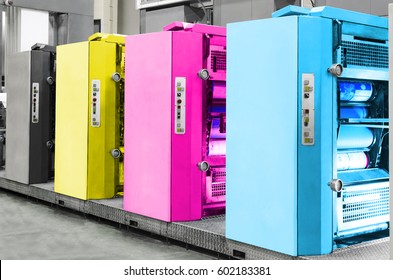 Offset Printing Machine, CMYK Concept