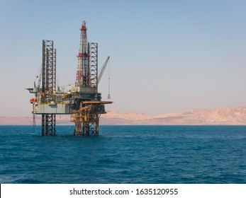 Offshore Drilling Rig Above Platform In The Gulf Of Suez, Egypt