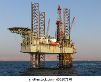 Offshore Drilling Rig Above Platform In The Gulf Of Suez, Egypt